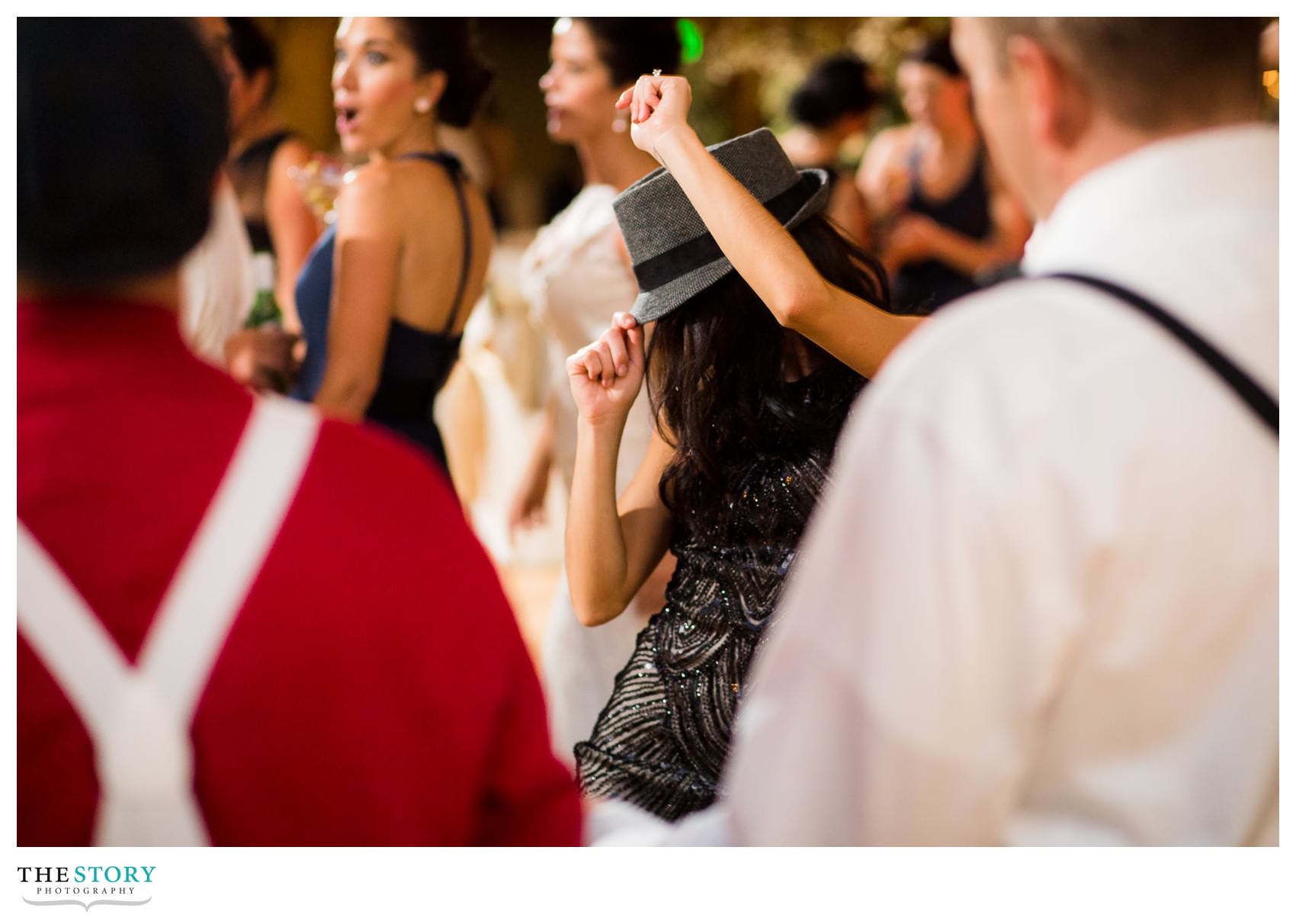 wedding guest dancing to Michael Jackson at Syracuse wedding reception