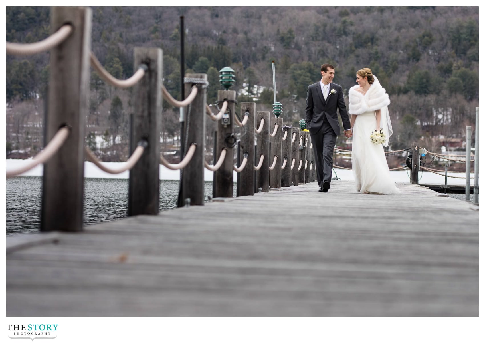 winter wedding photos at The Otesaga Resort