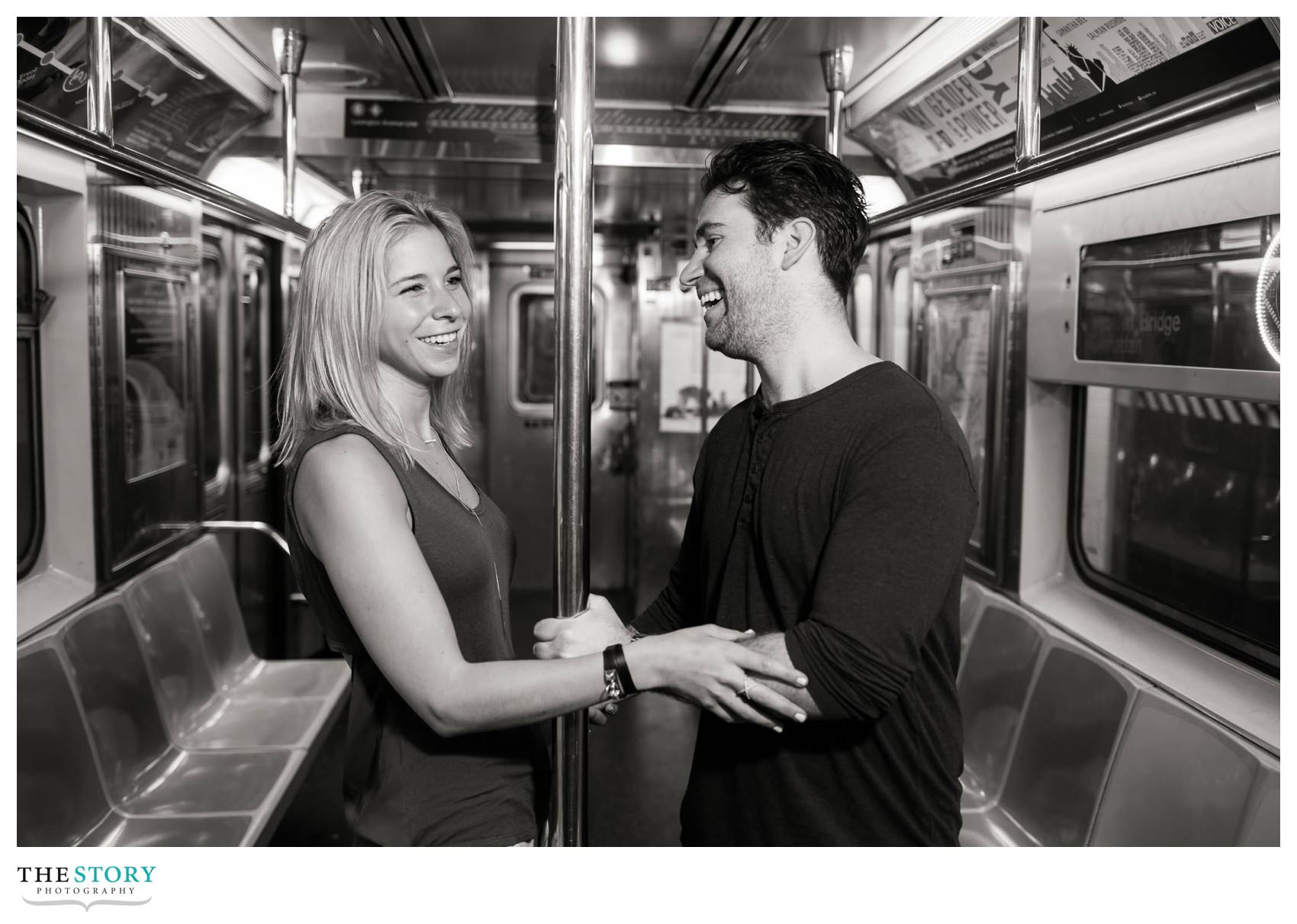 engagement photos on NYC subway