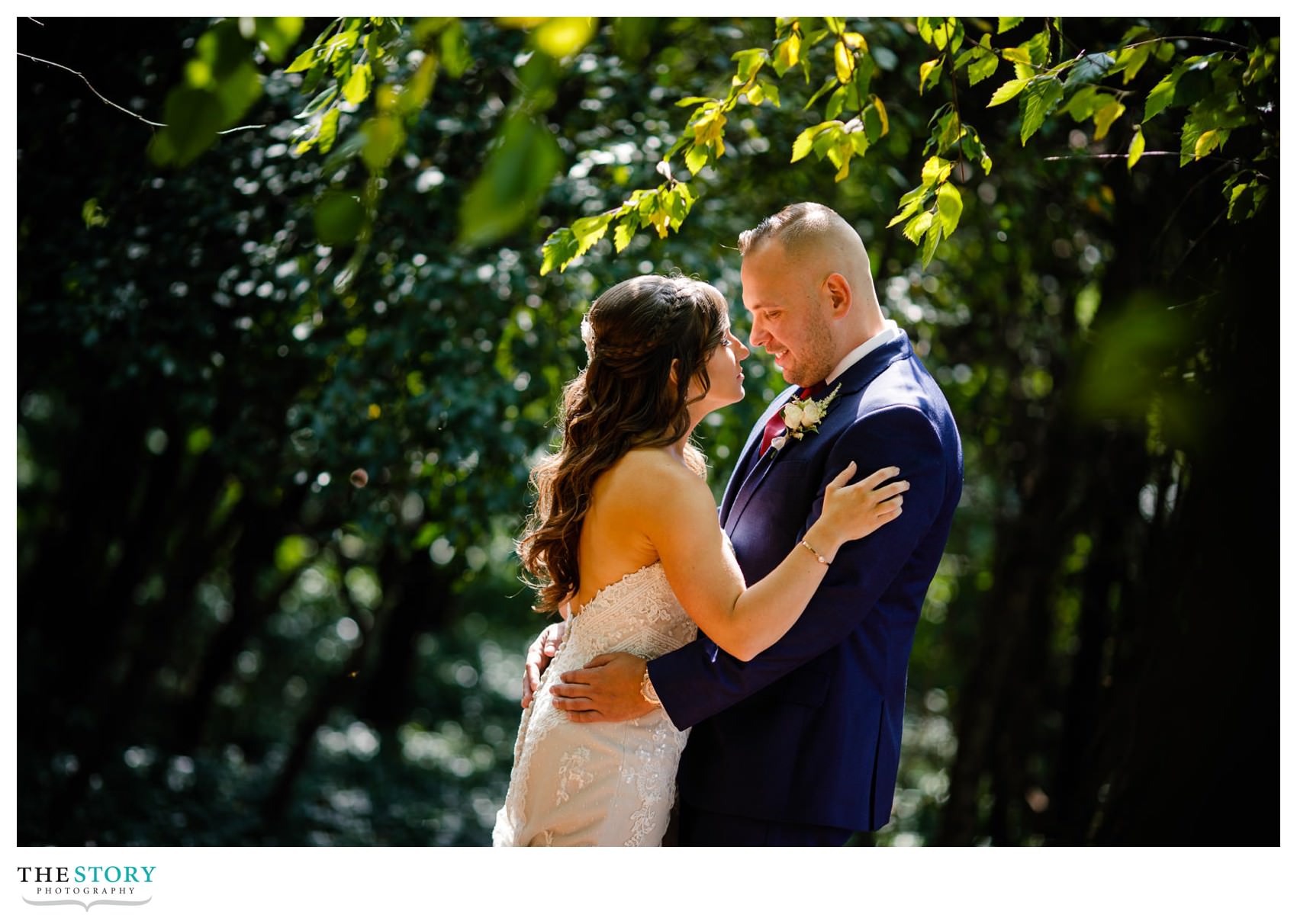 wedding photo of bride and groom at The Lodge at Welch Allyn