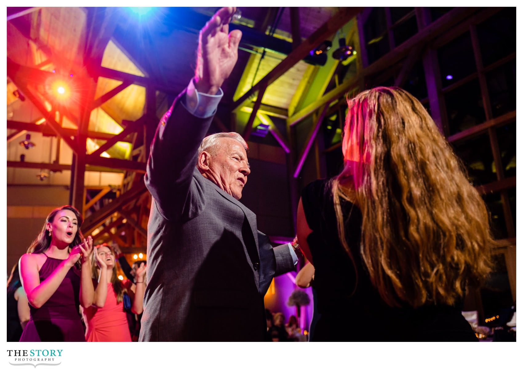 grandfather dancing at wedding reception